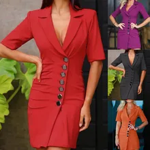 Женские костюмы женское двубортное длинное платье с пуговицами спереди в стиле милитари вечерние платья