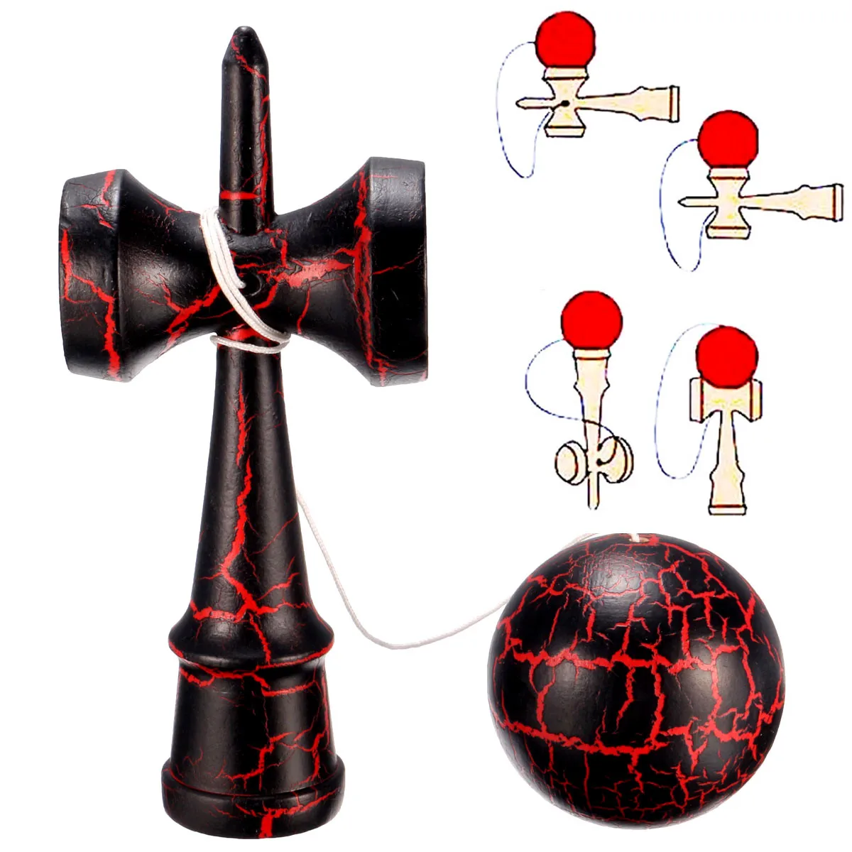 18 см полный Crackle деревянный шар Kendama образование традиционная игра игрушка Горячая Распродажа