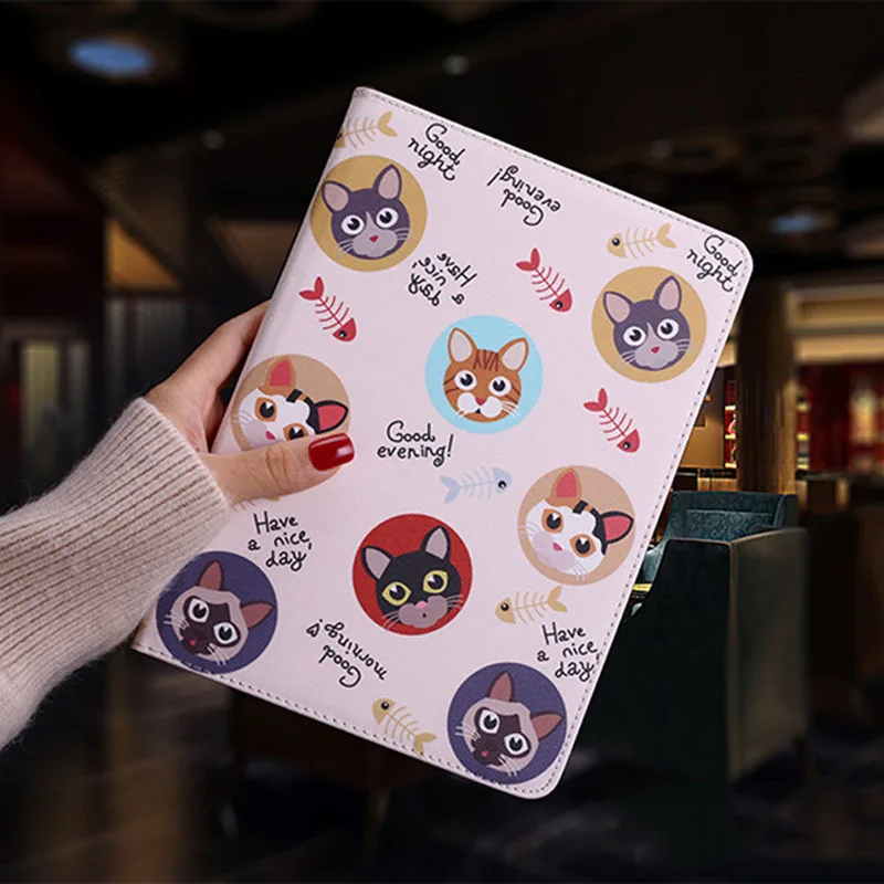 Для IPad Air 1 2 чехол Защитный чехол для планшета Кот Мультфильм иллюстрация PU кожаный чехол флип Смарт Стенд для iPad Pro 9,7 чехол