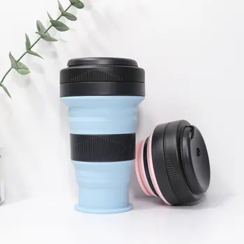 

Collapsibl Silicone Coffee Cup With Straw Lid 550ml Folding Mug Leak Proof Bpa Free Reusable Portable Water Bottle Travel Black