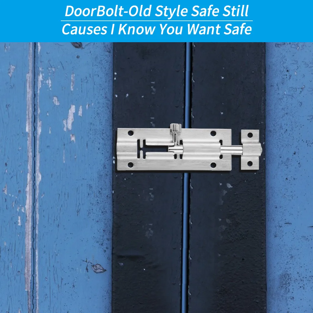 3 Inch Silver Stainless Steel Door Latch Sliding Lock Bolt Latch Hasp Staple Gate Safety Door Security Slide Lock With 12 Screws