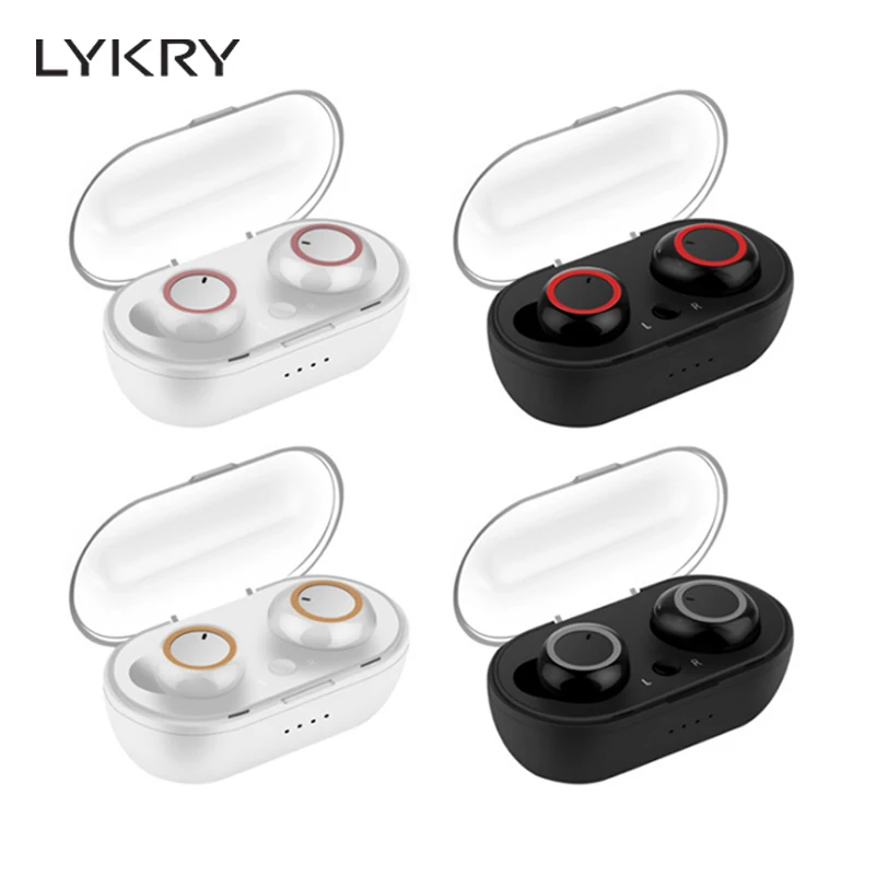 LYKRY TWS Wireless Headphones Touch Control Sports Headset In-ear Earbuds Hands-free Bluetooth Ear Phone With Charging Case | Электроника