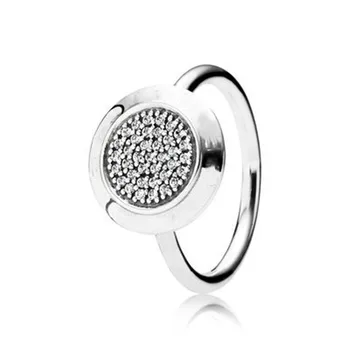 

Original 925 Sterling Silver Pave Logo Signature With Crystal Rings For Women Wedding Party Gift Europe Fashion Jewelry