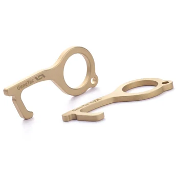 

Key Hygiene Hand Antimicrobial Brass EDC Door Opener & Stylus Portable Press Elevator Tool Door Handle Key