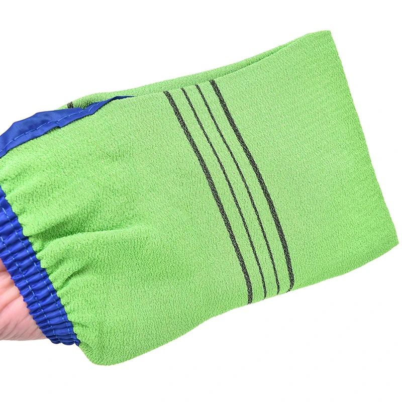 1 PC Shower Spa Exfoliator Two-sided Bath Glove Body Cleaning Scrub Mitt Rub Dead Skin Removal Bathroom Products Random Color