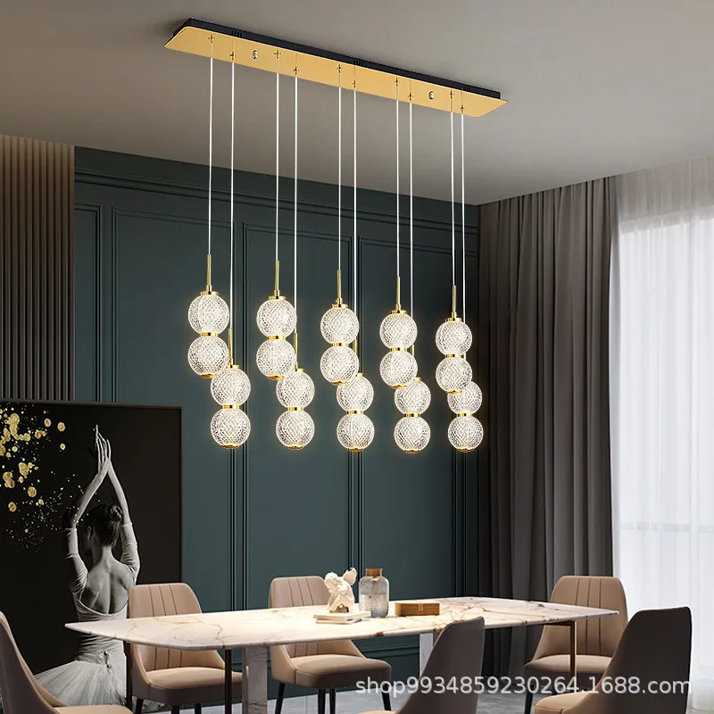 

Restaurant LED Chandelier Nordic Light Luxury Rectangular Chandelier Creative New Dining Room Bar Simple Modern Chandelier