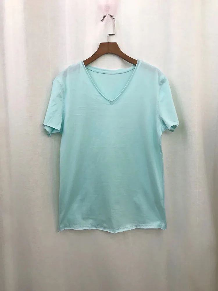 Женская футболка с вырезом на спине Повседневная коротким рукавом и v образным