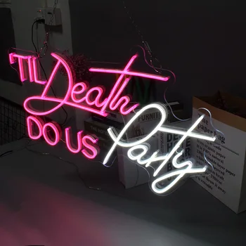 Custom Neon Sign Licht Logo Dood Ons Party 3D Led Flex Transparant Acryl Plexiglas Brief Board Party Achtergrond Decor