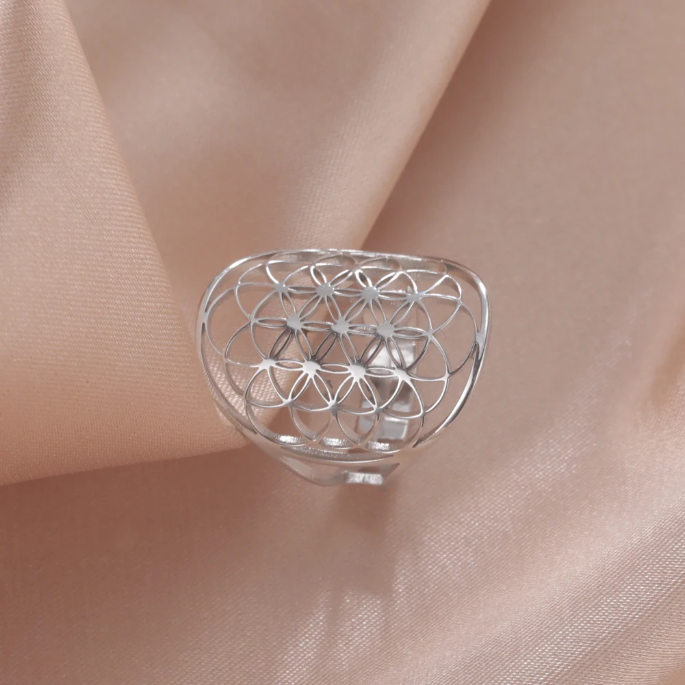 Stainless Steel Adjustable Finger Rings For Women Men Geometric Amulet Vintage Jewelry