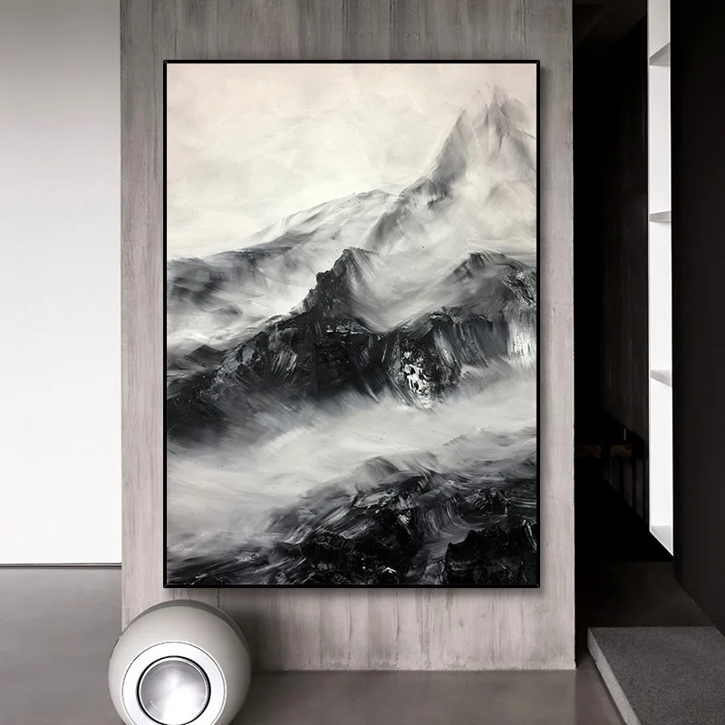 

Картина маслом, ручная роспись, горный пик, искусство стен, искусство, абстрактная домашняя подвесная картина для дома