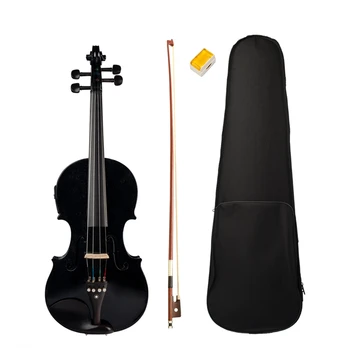 

4/4 Full-Size Violin Violin Sound and Electric Violin Solid Wood Body Ebony Accessories High Quality Black Electric Violin