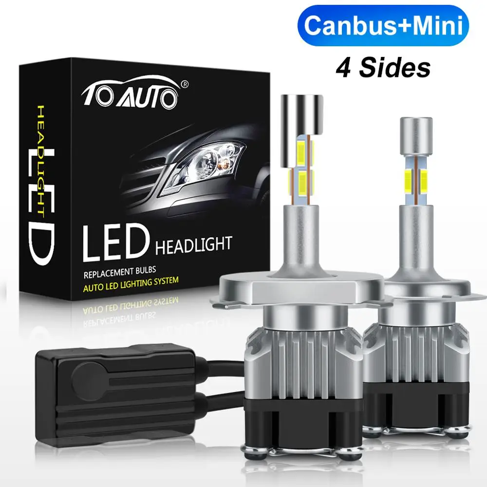 Canbus Mini 4 Sides LED H1 H4 H7 H11 HB4 9006 HB3 9005 LED Car Lights Auto Headlight Bulbs 5400K 12V Head Lamp