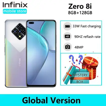 Перейти на Алиэкспресс и купить Глобальная версия Infinix Zero 8i 8 ГБ 128 мобильный телефон 6,85 дюймFHD 90 Гц Full Экран 48MP Quad Camera 4500 мА/ч, Батарея 33 Вт Зарядное устройство
