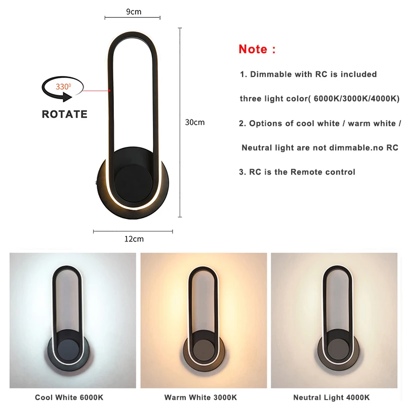 현대 LED 벽 램프 침대 옆 AC96V-260V 조명 거실 침실 머리맡 램프