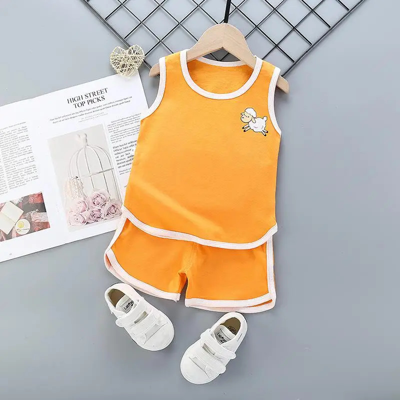 baby shirt clothing set 9M-5Y New Children's Vest Set Pure Cotton Summer Kids Baby Boy Girl Sleeveless Shorts 2pcs Children's Clothes Set Children Wear warm Baby Clothing Set Baby Clothing Set