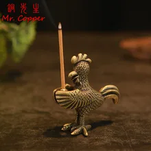 Чистый медный мини петух ладан горелка база креативный орнамент Винтаж Зодиак из латуни животных ладан s держатель домашние декоративные статуэтки