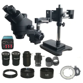 

Free shipping 14MP Digital HDMI USB Microscopio camera PCB 3.5X-90X Double Boom Zoom Simul Focal trinocular stereo Microscope