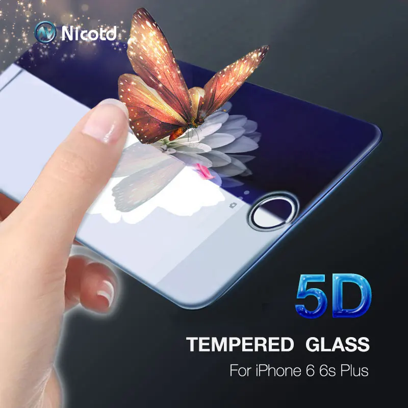 Закаленное стекло 5D с полным покрытием краев для iPhone 8 7 plus 9H 3D/4D изогнутая Защита