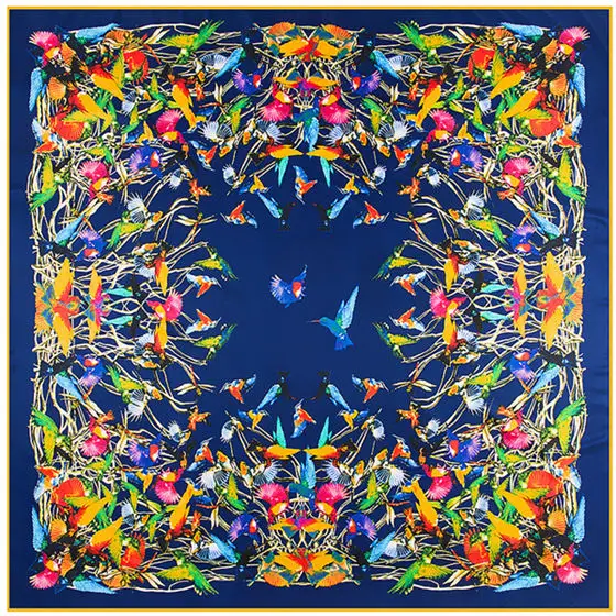 Роскошный бренд твил шелковый шарф многоцветный конский квадратный шарф дизайн платок с принтом женский шейный платок обертывание 130 см - Цвет: WK06