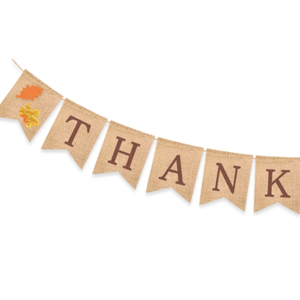 Thanksgiving Day Thankful Maple Bunting Banner Home Party Festival Hanging Decor