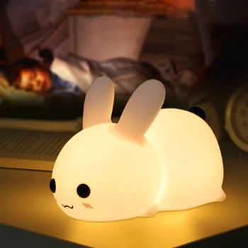 

Rabbit LED Night Light Bunny USB Colorful Dimmable Pat Lamp with Remote Control Kids Adults Bedroom Dec Christmas Gift