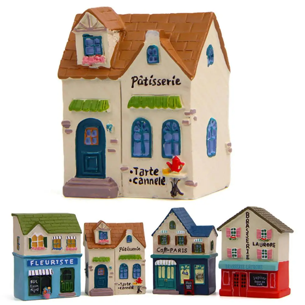 

Mini House Model Figurine Ornament Garden Micro Landscape Bonsai Desktop Decor