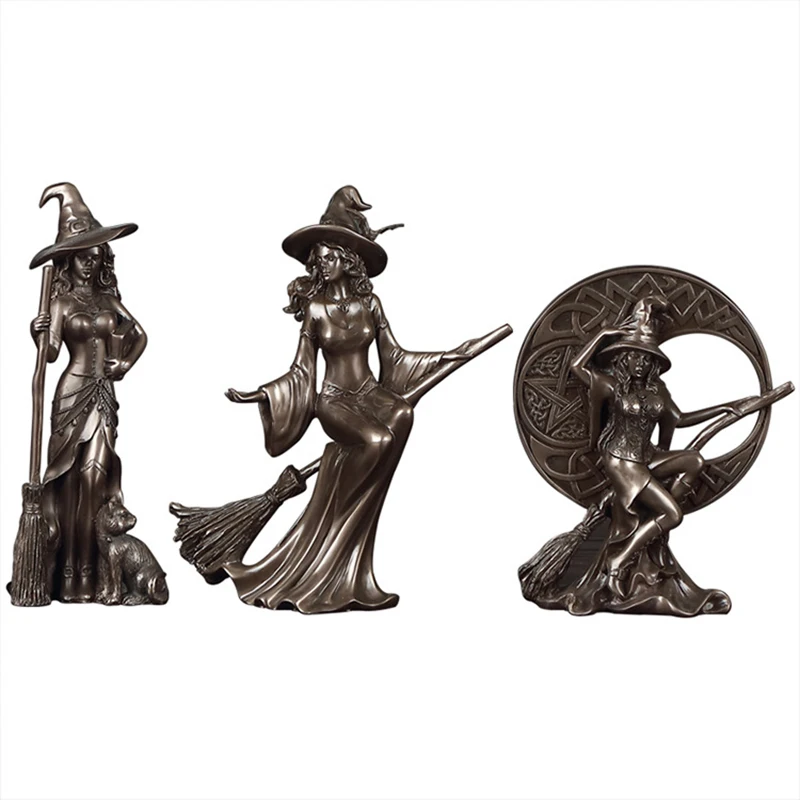 New European Style Retro Home Accessories Ornaments Copper-plated Witch Crafts Characteristic Creative Resin Statue Crafts