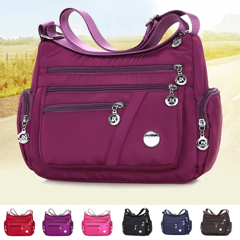 Fashion Women Shoulder Messenger Bag Nylon Oxford Lightweight Waterproof Zipper Package Large Capacity Travel Crossbody Bag