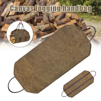 

Durable Canvas Firewood Log Carry Bag with Two Handles Firewood Storage Bag Outdoor 66CY
