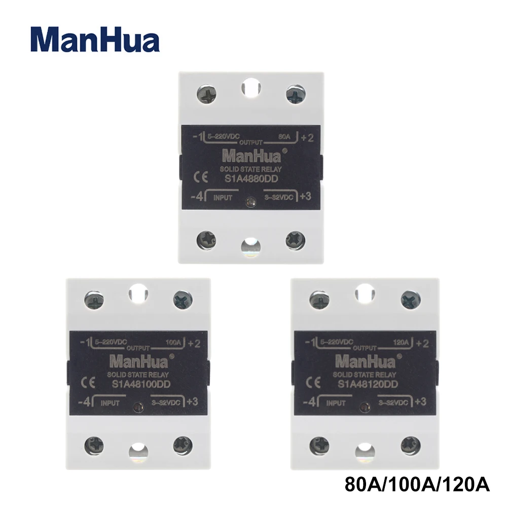 ManHua SSR 80A/100A/120A 3-32VDC вход 5-220VDC выход однофазный модуль твердотельного реле