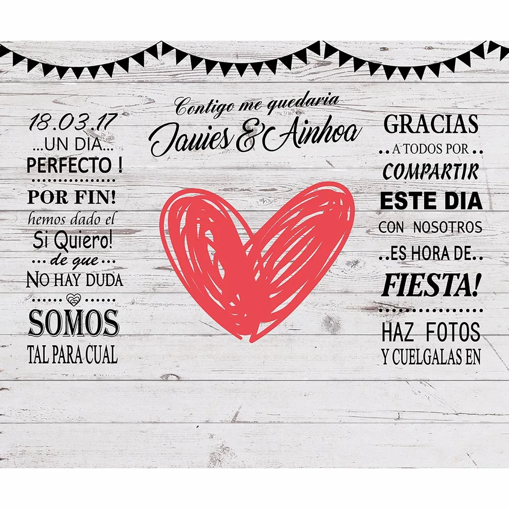 Allenjoy Photography Background White wood Photocall Red Big Heart For Weddings Information Photo Shoot photo backdrop