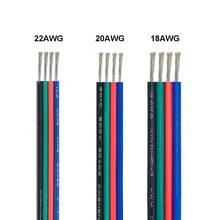 Cable eléctrico de 4 pines, Cable de extensión arcoíris de 5m/10m, conector 20AWG SM JST para controlador de módulo de tira de luz LED RGB 5050