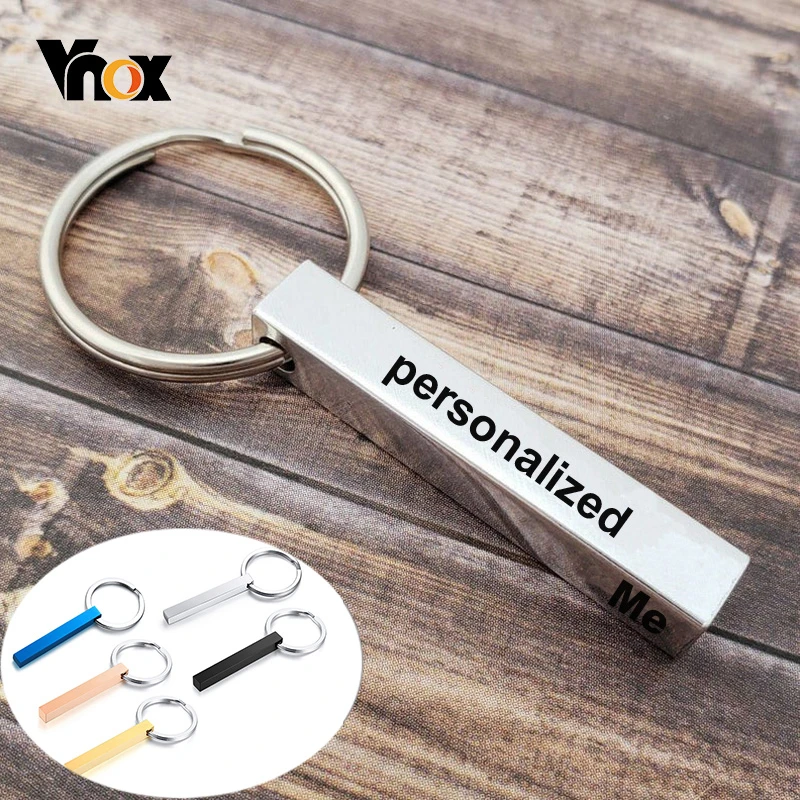 Key-Chains Gifts Custom Engraved Personalized Family Women Vnox Bar for DIY Info BFF