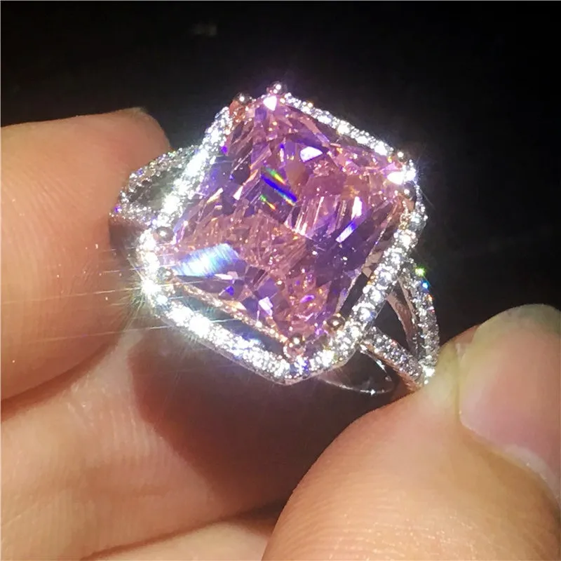 Choucong роскошное кольцо большой квадрат 6ct AAAAA cz камень серебро обручальное кольцо для женщин вечерние ювелирные изделия