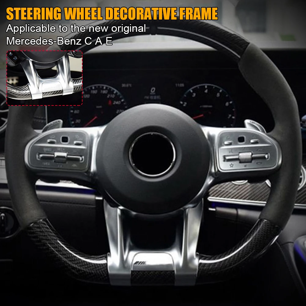 Car Steering Wheel Lower Trim Cover Decoration Carbon Fiber ABS 3 Spoke