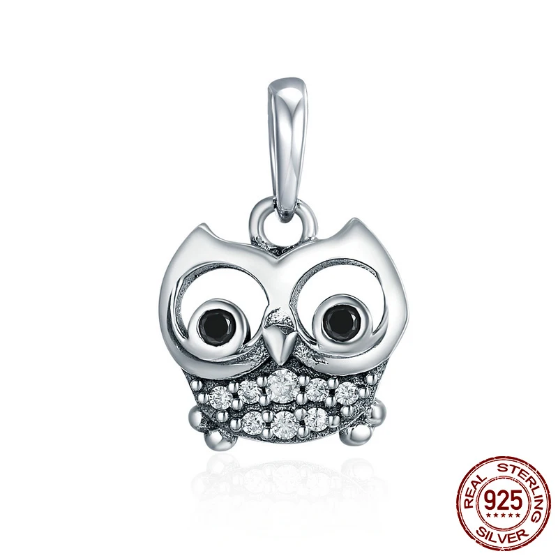 

Genuine 925 Sterling Silver Beads Lovely Animal Owl Pendant Charms fit Original Pandora Bracelets Women DIY Jewelry