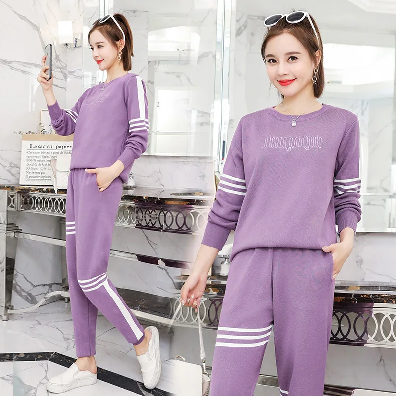 

2018 Autumn New Style Long-sleeve Suit Sports Hooded Sweater Trousers Harem Pants Loose-Fit Sweater Women's