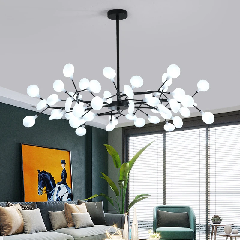Luxurious Gold Chandeliers White Petal Living Room Restaurant Indoor Decor LOFT Hanglamp Kitchen Fixtures Pendant Lamp Lighting 2