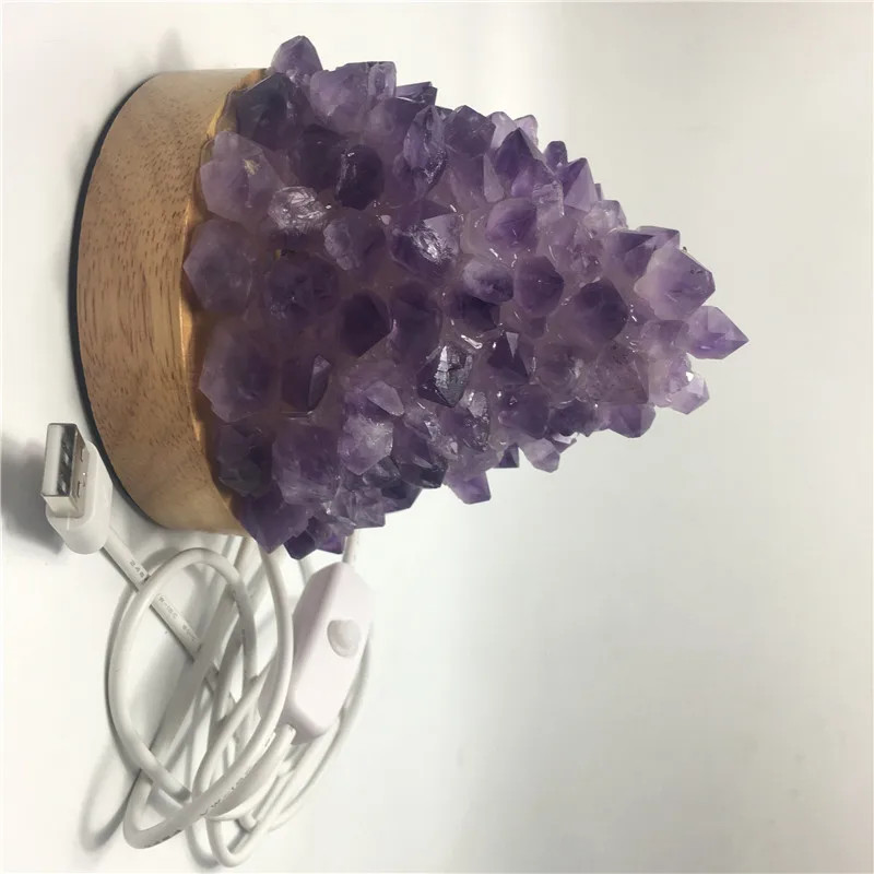 Природный аметист кристалл драгоценный камень лампа медитация рейки целебный Кристалл кластер образец украшения дома
