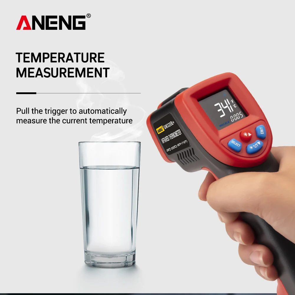 ANENG GM320B+ цифровой инфракрасный термометр, гигрометр, метеостанция, измеритель температуры, измеритель влажности, лазерный термометр