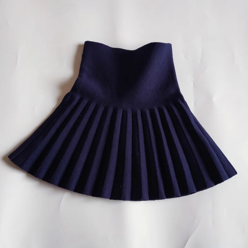 Navy Blue Новинка года; детская одежда для малышей; вязаная юбка для школьниц; приталенные плиссированные юбки принцессы для детей; детская одежда - Цвет: Navy Blue