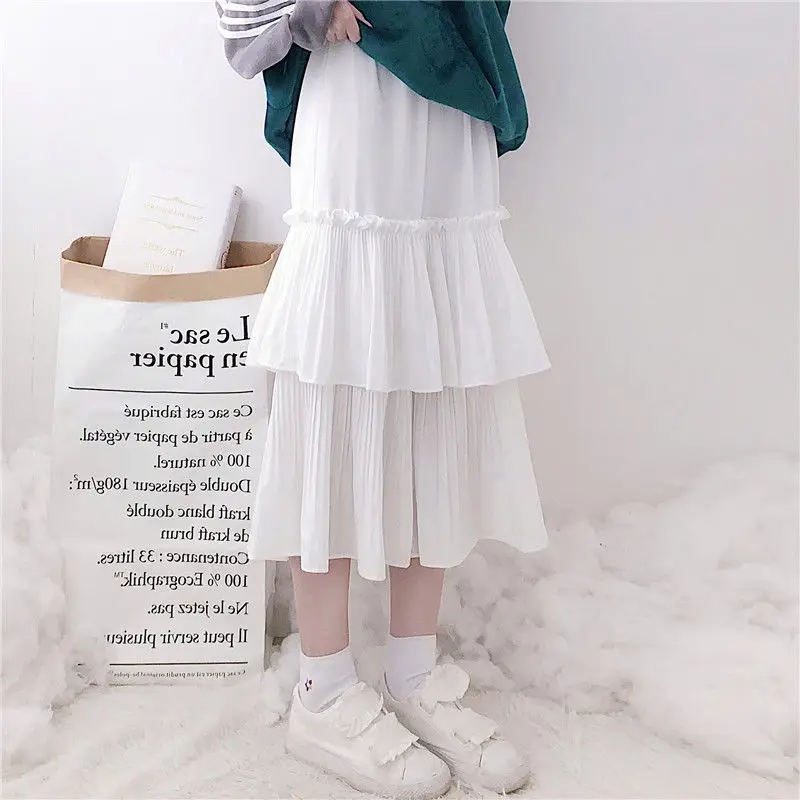

2020 Spring Clothing New Style South Korea Sweet Elastic High-waisted Loose-Fit Flounced Cake Skirt Women's
