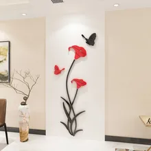 Хрустальный акриловый 3d цветок Бабочка Наклейка на стену спальня ресторан ТВ фоновая наклейка для украшения стен домашний декор
