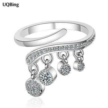 

Luxury Beautiful Jewelry 925 Sterling Silver Tassel CZ Zircon Wedding Rings Wholesale For Girlfriend Gifts