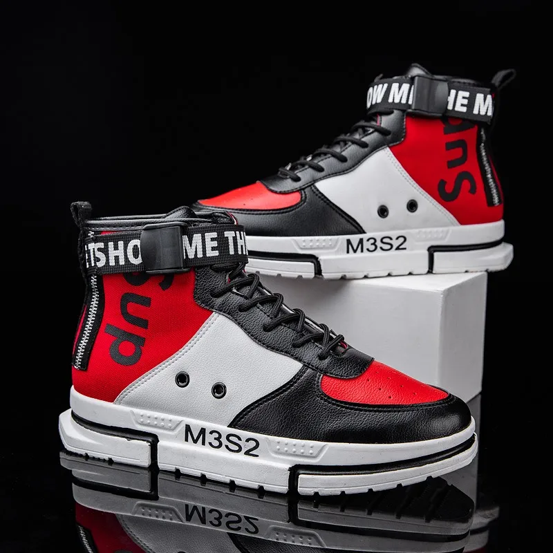 

Men's Casual High Top Sneakers Skateboarding Shoes 2019 New Men Breathable Hip Hop Walking Shoes Street Shoes Chaussure Homme