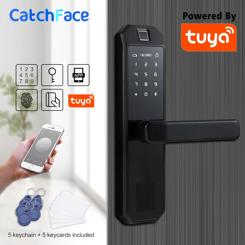  Electronic Bluetooth Fingerprint Door Lock CodeCard Key Touch Screen Digital Password Lock WIFI Sma - 32860751645