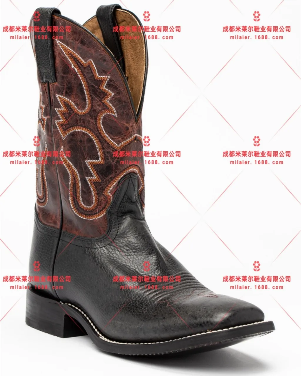 

Men's round-Toe Faux Pu Europe And America Men's Leather Boot Embroidered Totem Fashion Boots Anti-slip Biker Boots Semi-high He