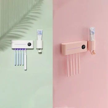 

UV Light Toothbrush Sterilizer Holder Inhibit Bacterial Toothbrush Antibacterial Box Wall Mount Toothbrush Holder
