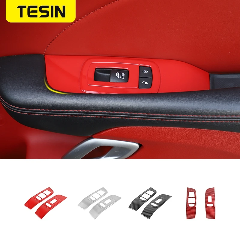 

Interior Mouldings For Dodge Challenger Car Window Control Panel Glass Lift Switch Trim Cover Sticker For Dodge Challenger 2015+
