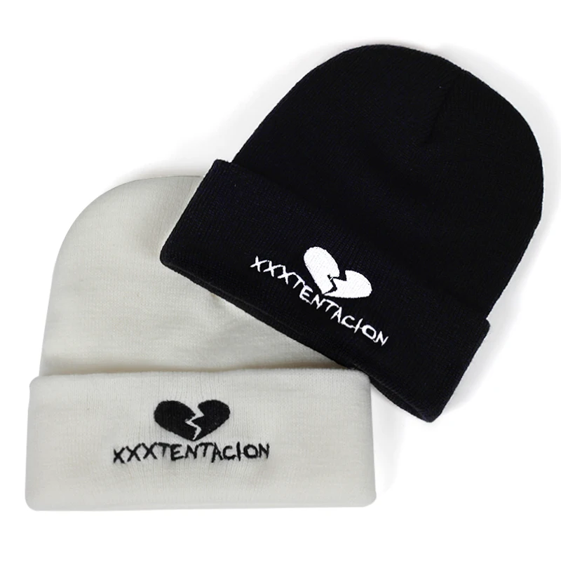 

Hip Hop singer XXXTentacion Embroidered Knitted winter hat Cotton men women Hip-hop Skullies Beanie Bone Garros new 2018